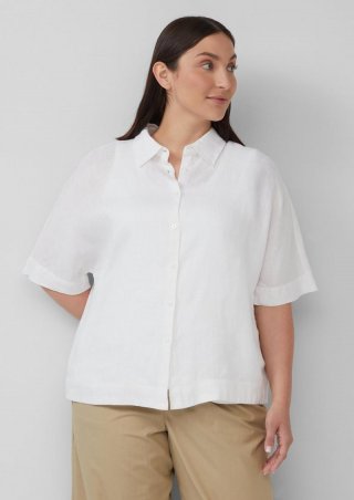 s.Oliver Lässige Hemdbluse aus Leinen - weiß