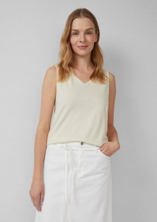 s.Oliver Top mit V-Ausschnitt und Rücken-Detail - champagner