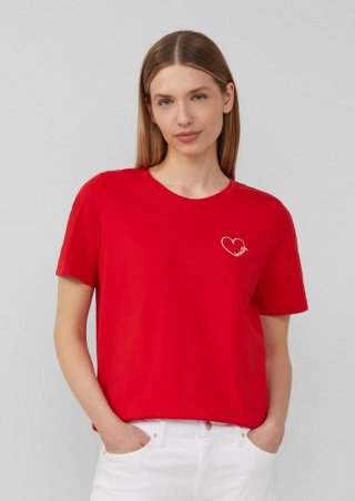 s.Oliver Jerseyshirt aus Baumwolle mit Stickerei - preiselbeere