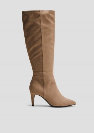 s.Oliver Lange Stiefel in Veloursleder-Optik - hellbraun