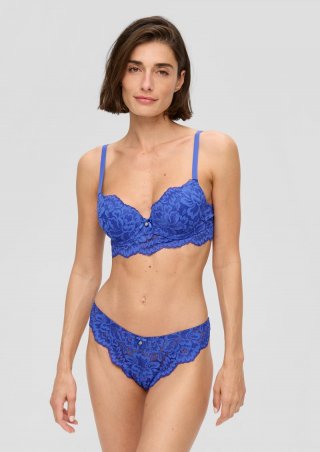 s.Oliver Push-Up BH mit floraler Spitze - royalblau