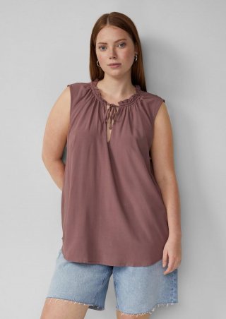 s.Oliver Blusentop mit Rüschenkragen - aubergine