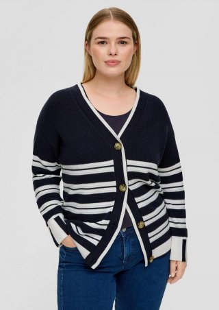s.Oliver Strickjacke mit Kontraststreifen - navy