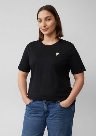 s.Oliver T-Shirt mit Herz-Stickerei - schwarz