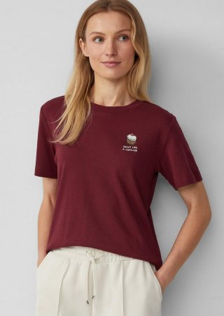 s.Oliver T-Shirt aus Interlockjersey mit Frontprint - bordeaux