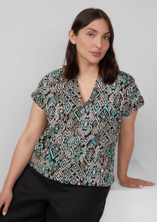 s.Oliver Leichte Baumwoll-Bluse mit All-over-Print - schwarz