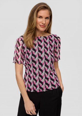 s.Oliver Mesh-Shirt mit All-over-Print - schwarz