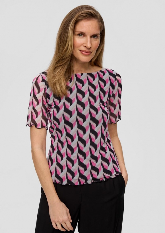 s.Oliver Mesh-Shirt mit All-over-Print - schwarz