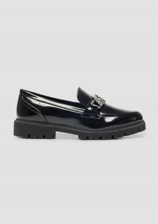 s.Oliver Slipper mit Ketten-Detail - schwarz