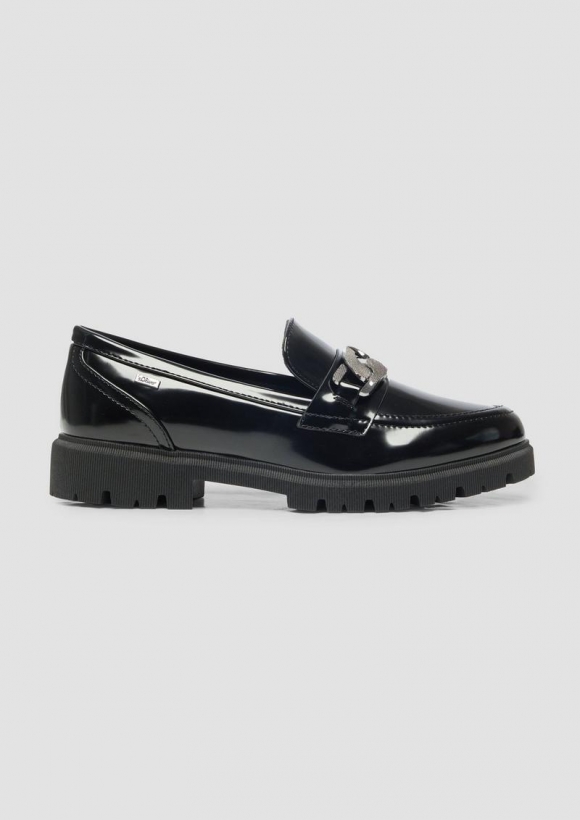 s.Oliver Slipper mit Ketten-Detail - schwarz