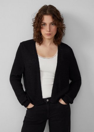 s.Oliver Strickjacke aus Bändchengarn - schwarz