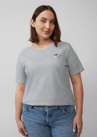 s.Oliver T-Shirt mit Herz-Stickerei - grau meliert