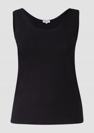 s.Oliver Schmal geschnittenes Tanktop aus Baumwollmix - schwarz