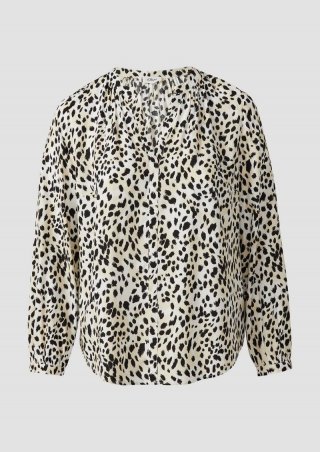 s.Oliver Tunikabluse aus Viskosemix mit All-over-Print - ecru