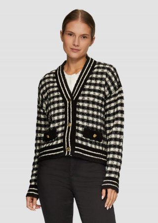 s.Oliver Cardigan mit Karomuster - schwarz