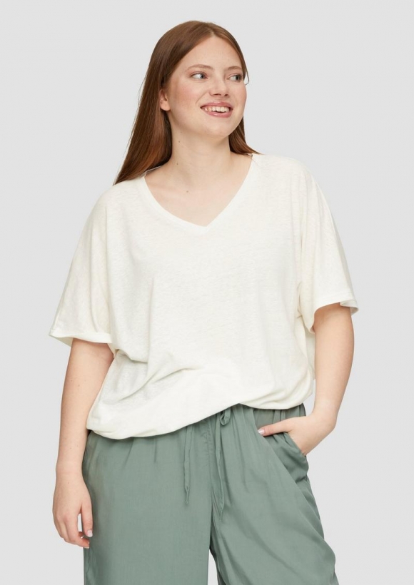 s.Oliver T-Shirt aus Leinenmix im Relaxed Fit - creme