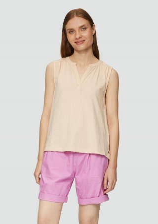 s.Oliver Ärmelloses Shirt mit Tunika-Ausschnitt und Garment Dye - beige