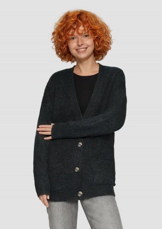 s.Oliver Weiche Strickjacke in Melange-Optik - schwarz