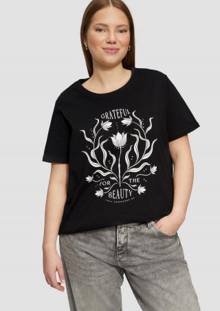 s.Oliver Baumwollshirt mit Fronprint - schwarz