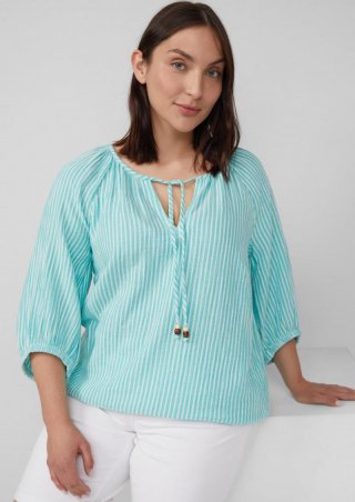 s.Oliver Musselin-Bluse mit Raglanärmeln und Raffung - türkis