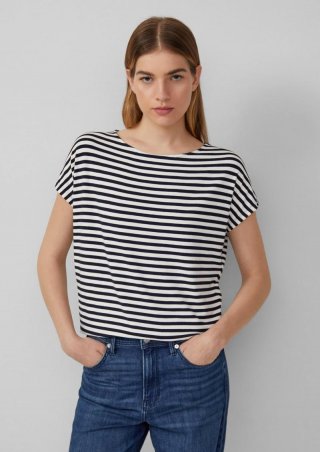 s.Oliver Fließendes Jersey-Shirt mit überschnittenen Schultern - navy