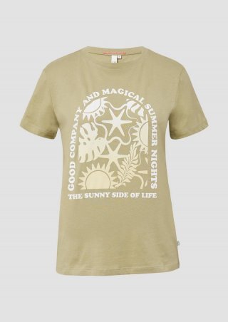 s.Oliver Baumwoll T-Shirt mit Frontprint - salbeigrün