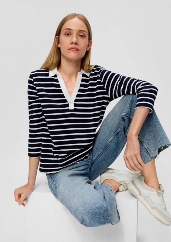s.Oliver Longsleeve mit Streifenmuster - navy