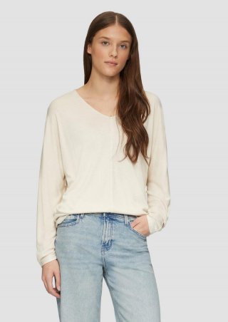 s.Oliver Meliertes Langarmshirt mit Fledermausärmeln - beige