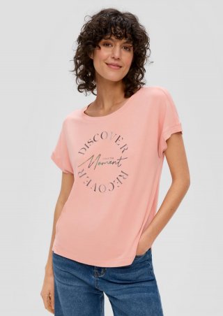 s.Oliver T-Shirt mit Pailletten - pfirsich