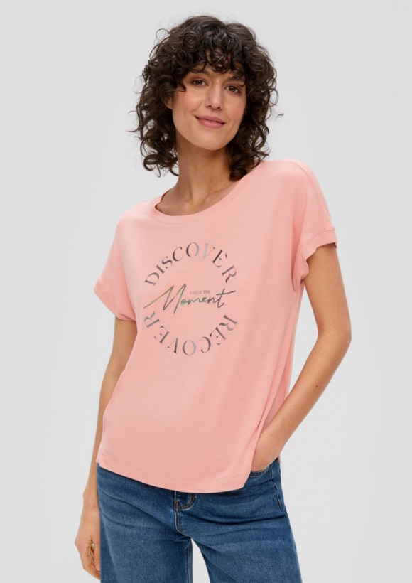 s.Oliver T-Shirt mit Pailletten - pfirsich