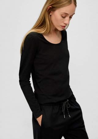s.Oliver Longsleeve aus Baumwollstretch - schwarz