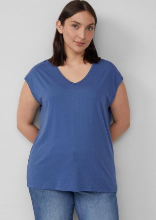 s.Oliver T-Shirt mit V-Ausschnitt im Relaxed Fit - royalblau