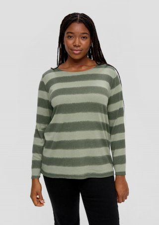 s.Oliver Strickpullover mit Streifenmuster - tannengrün