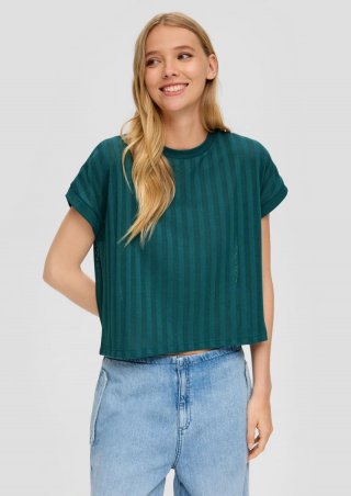 s.Oliver T-Shirt mit Musterstruktur - petrol