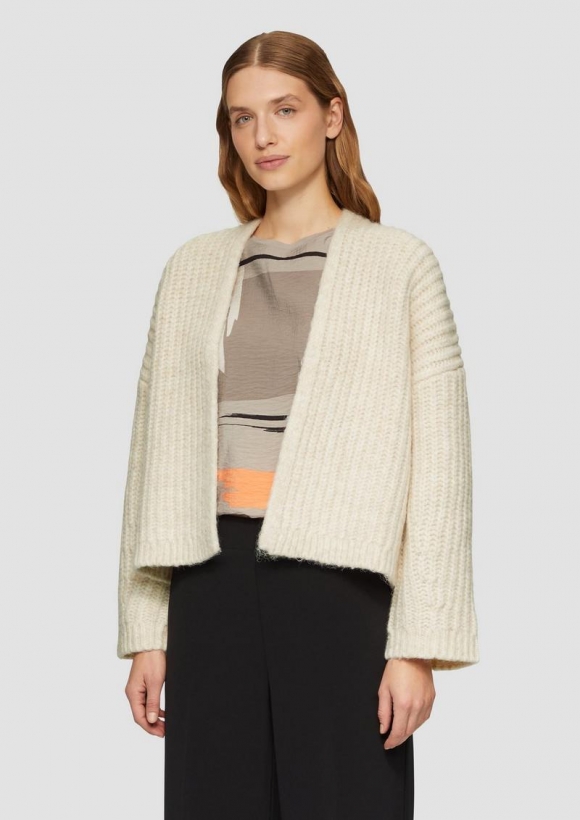s.Oliver Strickjacke mit weiten Ärmeln im Relaxed Fit - beige