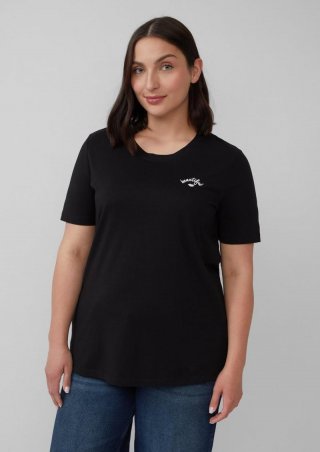 s.Oliver Jersey-Shirt aus Baumwolle mit Stickerei - schwarz