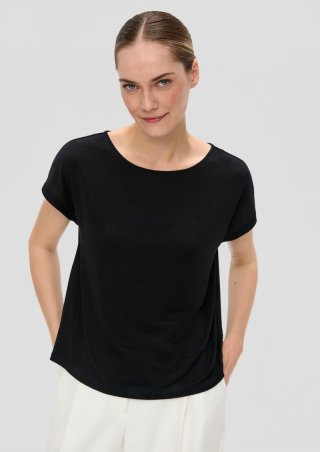 s.Oliver Fließendes Jersey-T-Shirt aus Glitzergarn - schwarz