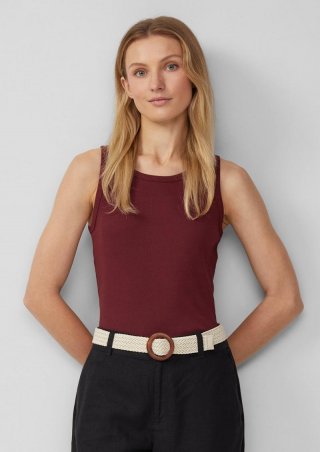 s.Oliver Weiches Slim-Fit-Top aus Rippware - bordeaux