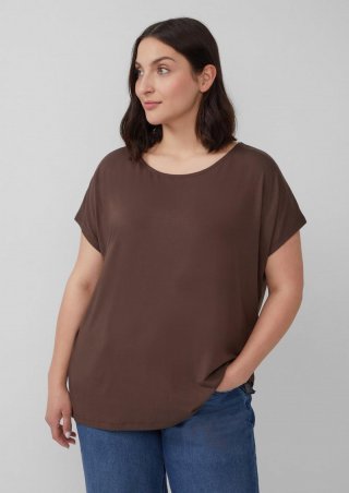 s.Oliver Fließendes Jersey-Shirt mit überschnittenen Schultern - mokka