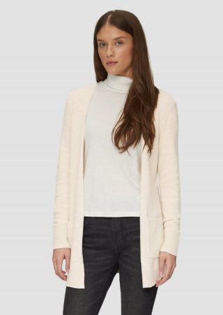 s.Oliver Lange Strickjacke mit Rippbündchen - beige