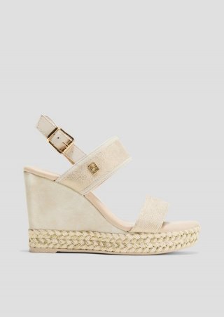 s.Oliver Keilsandalen in Metallic-Optik - creme