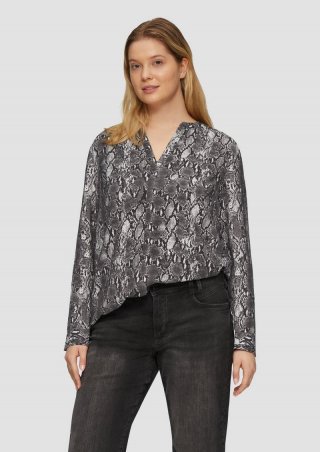 s.Oliver Bluse mit Animal-Print aus Viskosemix - dunkelgrau