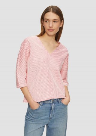 s.Oliver Shirt mit Strukturstreifen und Fledermausärmeln - rosa