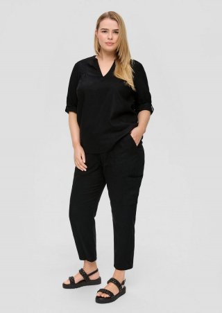 s.Oliver Jogpants aus Leinenmix mit Cargotasche - schwarz
