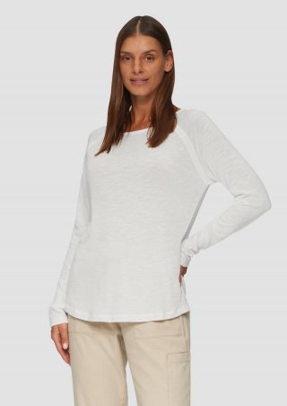 s.Oliver Langarmshirt mit Flammgarnstruktur und Raglanärmeln - ecru