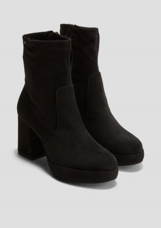 s.Oliver Stiefel mit Blockabsatz in Velorslederoptik - schwarz