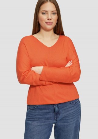 s.Oliver Langarmshirt mit Fledermausärmeln und breitem Bund - dunkelorange