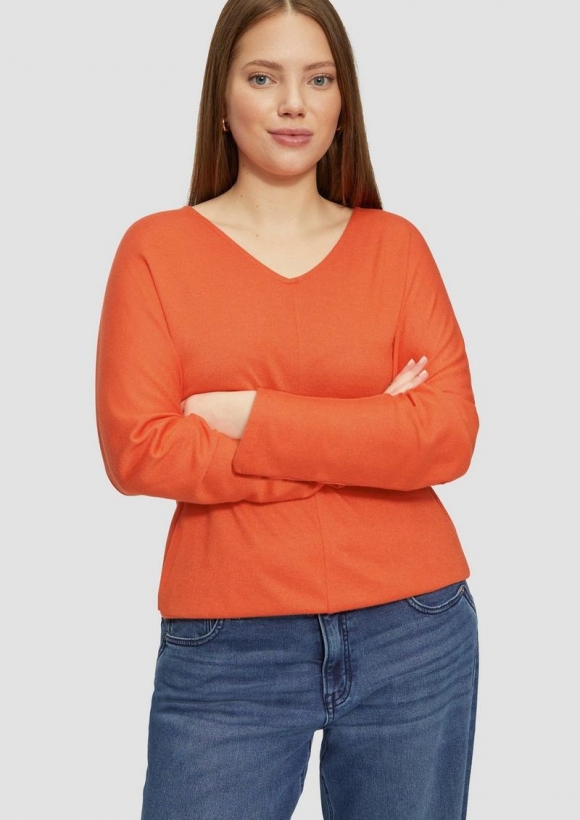 s.Oliver Langarmshirt mit Fledermausärmeln und breitem Bund - dunkelorange
