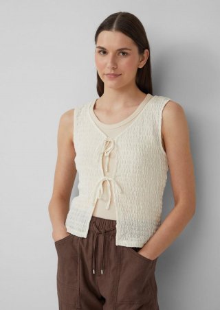 s.Oliver Strukturierte Slim-Fit-Weste aus Baumwollmix - ecru