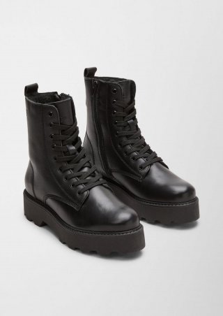 s.Oliver Lederstiefel mit Teddyfutter - schwarz